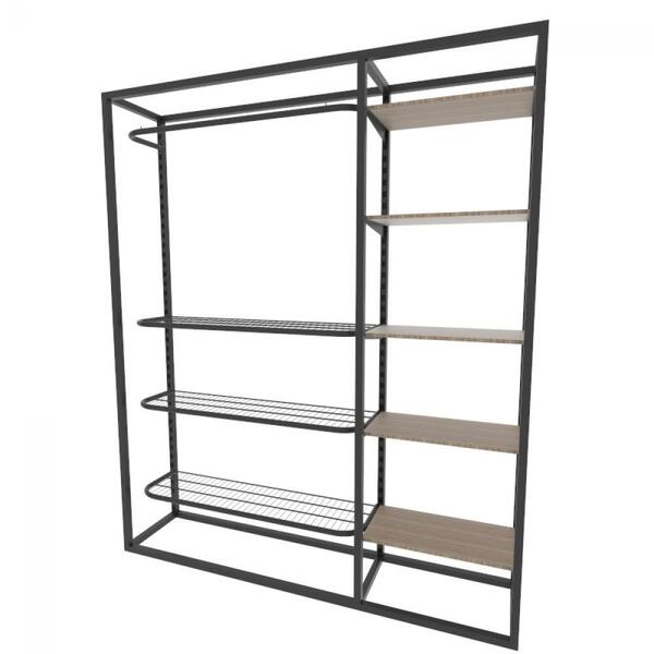 Arara Closet, Estilo Industrial, Guarda Roupas Aberto Com 21