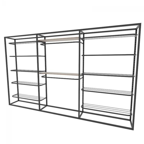 Arara Closet, Estilo Industrial, Guarda Roupas Aberto Com 21