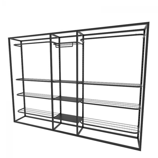 Arara Closet, Estilo Industrial, Guarda Roupas Aberto Com 21