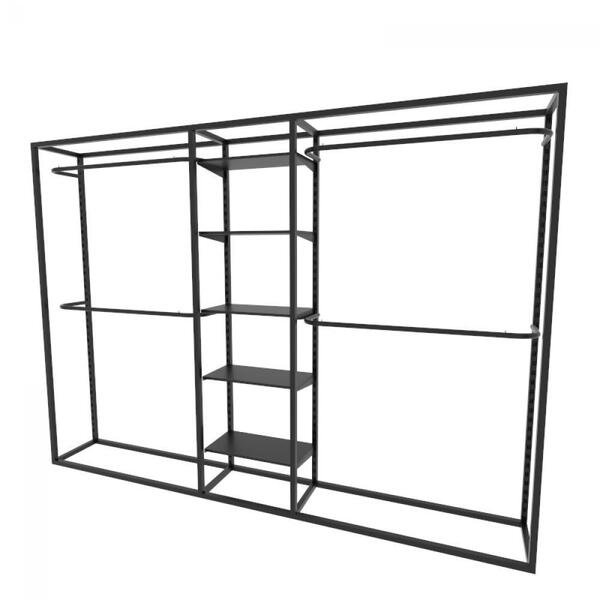 Arara Closet, Estilo Industrial, Guarda Roupas Aberto Com 22