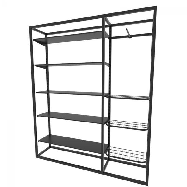 Arara Closet, Estilo Industrial, Guarda Roupas Aberto Com 22