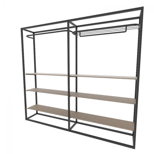 Arara Closet, Estilo Industrial, Guarda Roupas Aberto Com 22