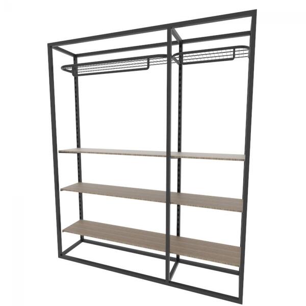 Arara Closet, Estilo Industrial, Guarda Roupas Aberto Com 22