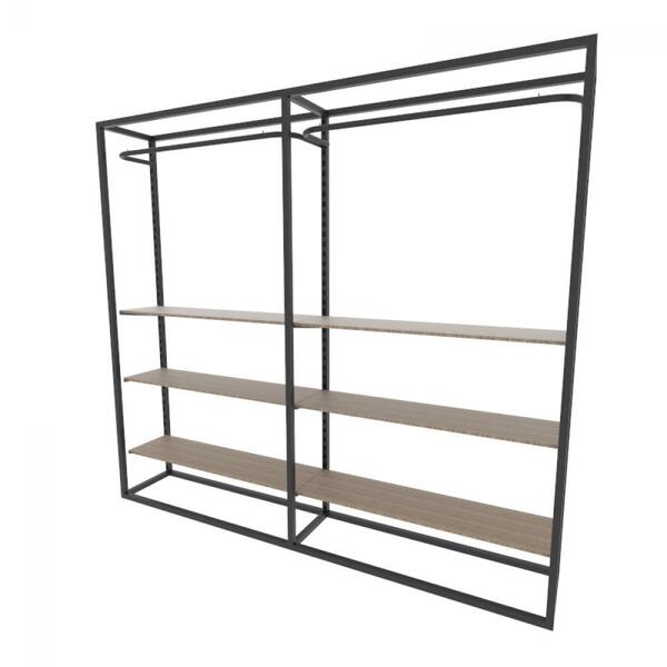 Arara Closet, Estilo Industrial, Guarda Roupas Aberto Com 22