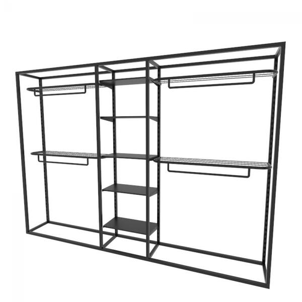 Arara Closet, Estilo Industrial, Guarda Roupas Aberto Com 22