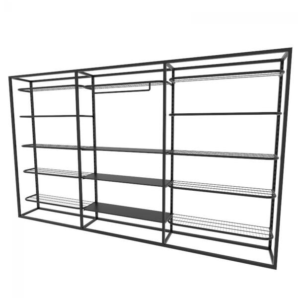 Arara Closet, Estilo Industrial, Guarda Roupas Aberto Com 23