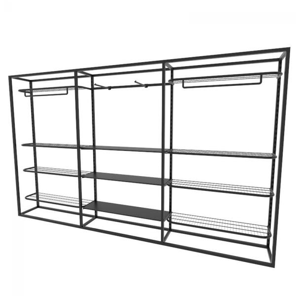 Arara Closet, Estilo Industrial, Guarda Roupas Aberto Com 23