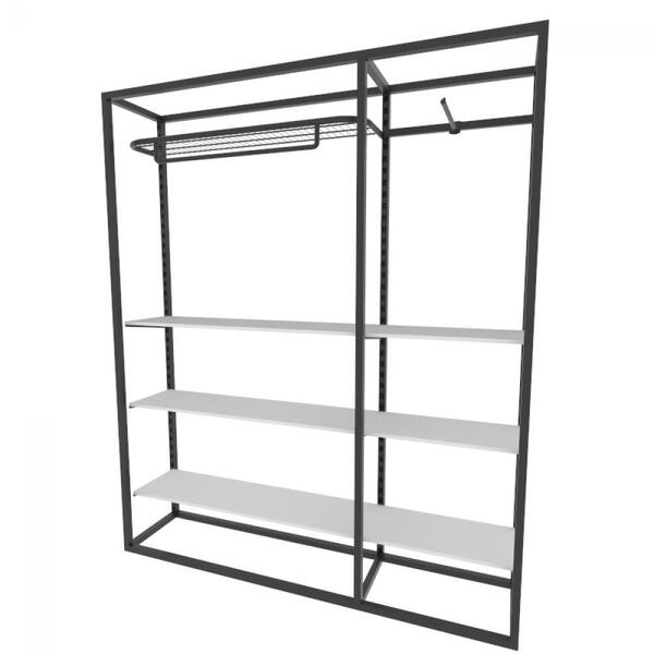 Arara Closet, Estilo Industrial, Guarda Roupas Aberto Com 23