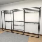 Arara Closet, Estilo Industrial, Guarda Roupas Aberto Com 23