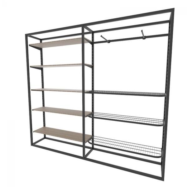 Arara Closet, Estilo Industrial, Guarda Roupas Aberto Com 23