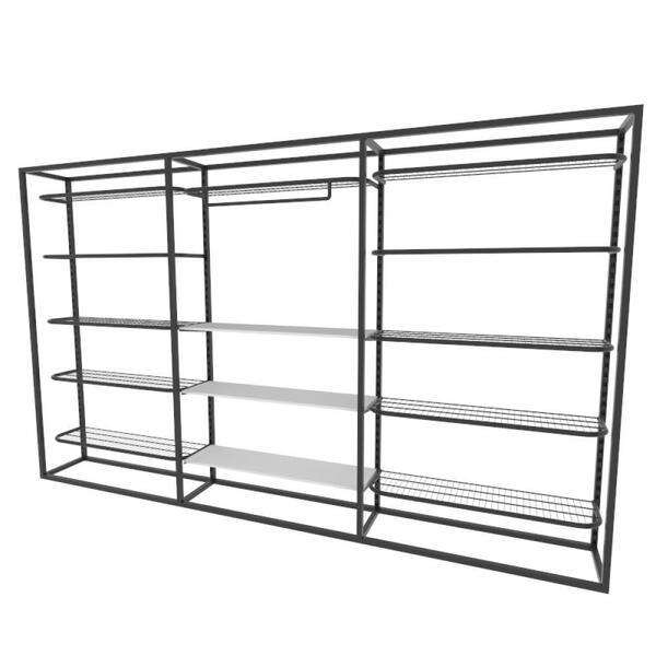 Arara Closet, Estilo Industrial, Guarda Roupas Aberto Com 23