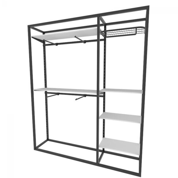 Arara Closet, Estilo Industrial, Guarda Roupas Aberto Com 24