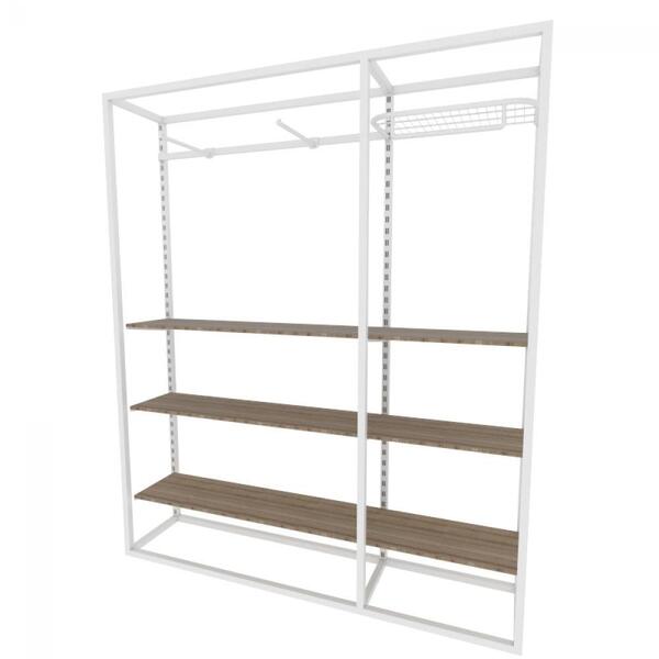 Arara Closet, Estilo Industrial, Guarda Roupas Aberto Com 24