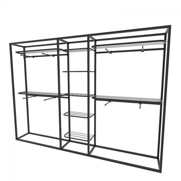 Arara Closet, Estilo Industrial, Guarda Roupas Aberto Com 24