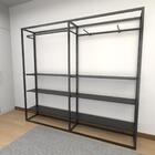 Arara Closet, Estilo Industrial, Guarda Roupas Aberto Com 24