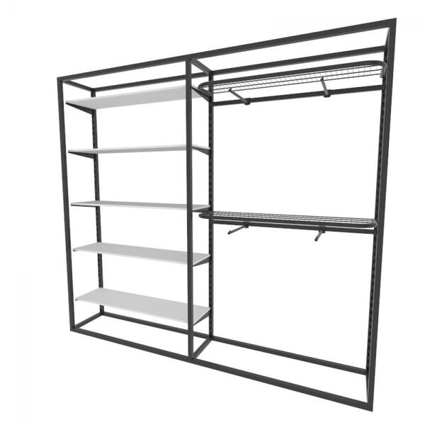 Arara Closet, Estilo Industrial, Guarda Roupas Aberto Com 25