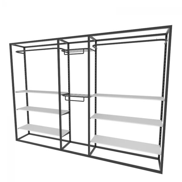 Arara Closet, Estilo Industrial, Guarda Roupas Aberto Com 25