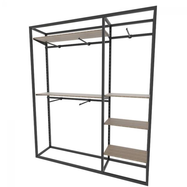 Arara Closet, Estilo Industrial, Guarda Roupas Aberto Com 25