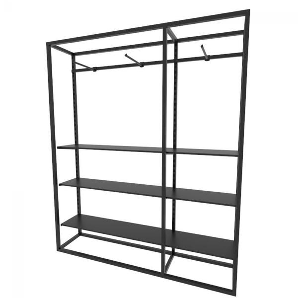 Arara Closet, Estilo Industrial, Guarda Roupas Aberto Com 25