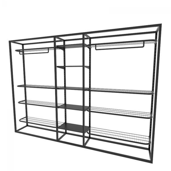 Arara Closet, Estilo Industrial, Guarda Roupas Aberto Com 26