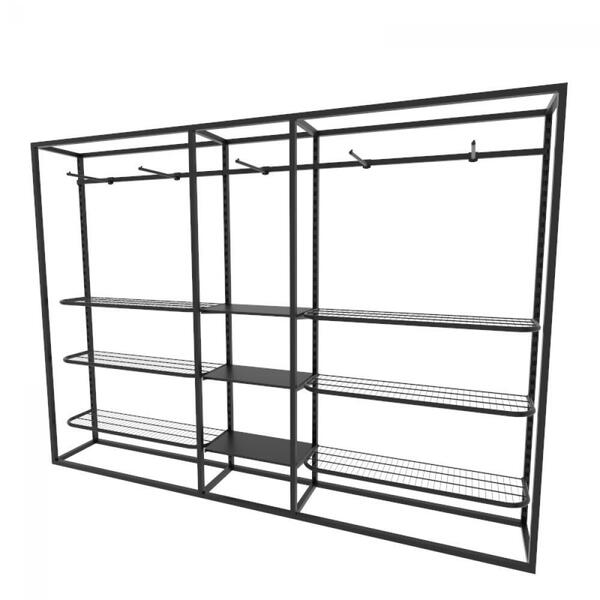 Arara Closet, Estilo Industrial, Guarda Roupas Aberto Com 26