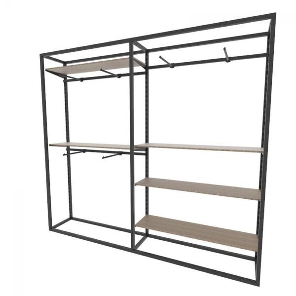 Arara Closet, Estilo Industrial, Guarda Roupas Aberto Com 26