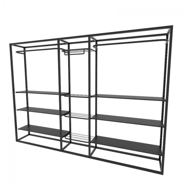 Arara Closet, Estilo Industrial, Guarda Roupas Aberto Com 27