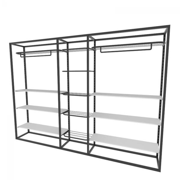 Arara Closet, Estilo Industrial, Guarda Roupas Aberto Com 28