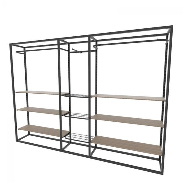 Arara Closet, Estilo Industrial, Guarda Roupas Aberto Com 28