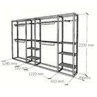 Arara Closet, Estilo Industrial, Guarda Roupas Aberto Com 30