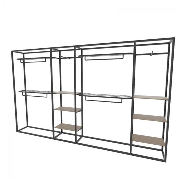 Arara Closet, Estilo Industrial, Guarda Roupas Aberto Com 30