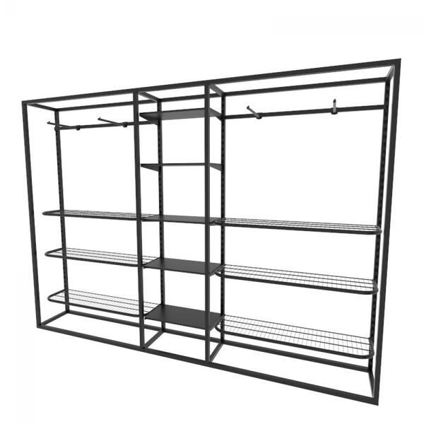 Arara Closet, Estilo Industrial, Guarda Roupas Aberto Com 30