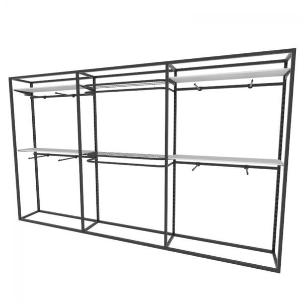 Arara Closet, Estilo Industrial, Guarda Roupas Aberto Com 31