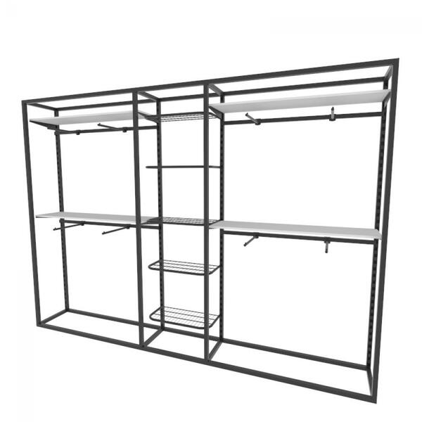 Arara Closet, Estilo Industrial, Guarda Roupas Aberto Com 32