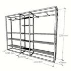 Arara Closet, Estilo Industrial, Guarda Roupas Aberto Com 32