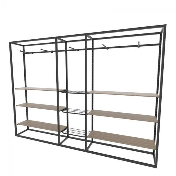 Arara Closet, Estilo Industrial, Guarda Roupas Aberto Com 32