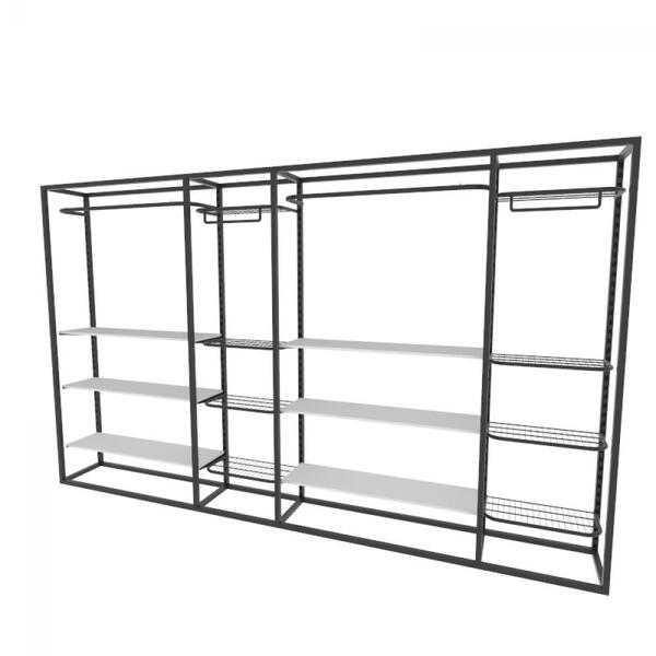 Arara Closet, Estilo Industrial, Guarda Roupas Aberto Com 32