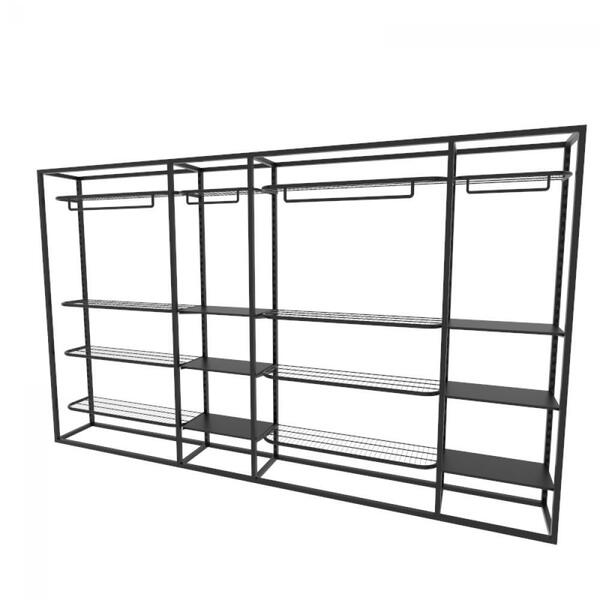 Arara Closet, Estilo Industrial, Guarda Roupas Aberto Com 32