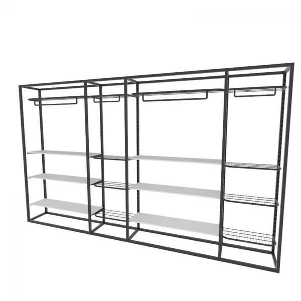 Arara Closet, Estilo Industrial, Guarda Roupas Aberto Com 32