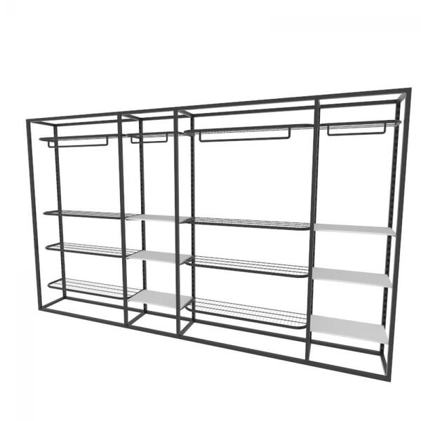 Arara Closet, Estilo Industrial, Guarda Roupas Aberto Com 32