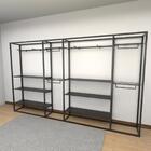 Arara Closet, Estilo Industrial, Guarda Roupas Aberto Com 32