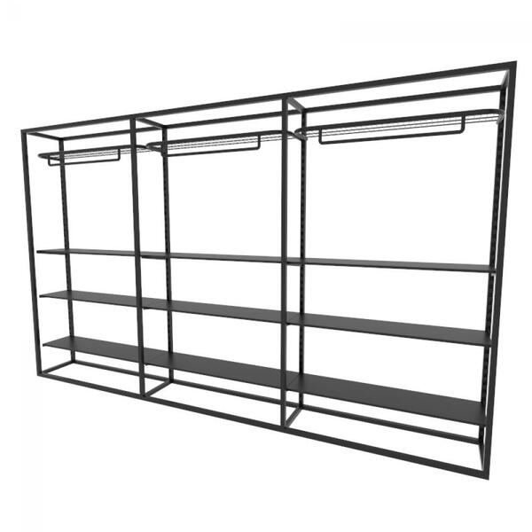 Arara Closet, Estilo Industrial, Guarda Roupas Aberto Com 33