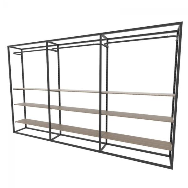 Arara Closet, Estilo Industrial, Guarda Roupas Aberto Com 33