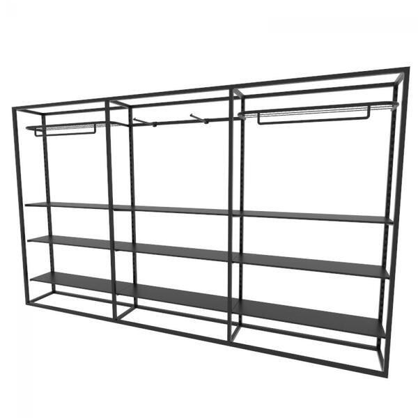 Arara Closet, Estilo Industrial, Guarda Roupas Aberto Com 35