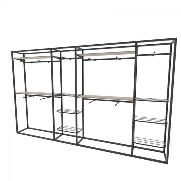 Arara Closet, Estilo Industrial, Guarda Roupas Aberto Com 38