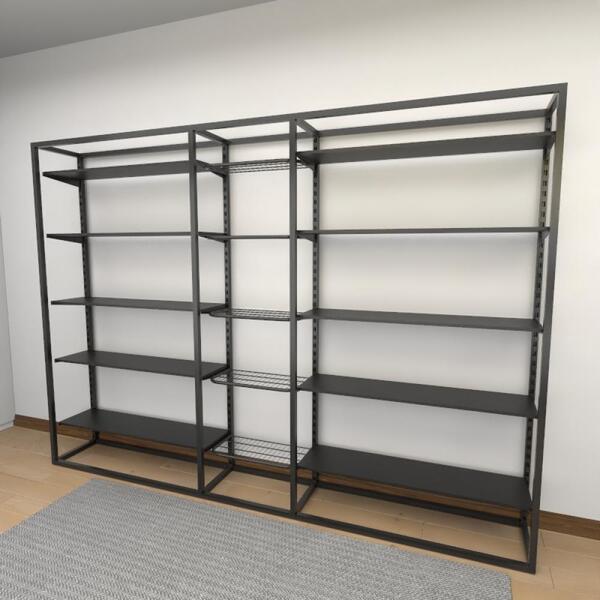 Arara Closet, Estilo Industrial, Guarda Roupas Aberto Com 38