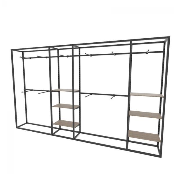 Arara Closet, Estilo Industrial, Guarda Roupas Aberto Com 38