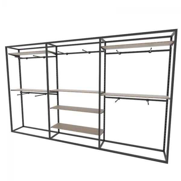 Arara Closet, Estilo Industrial, Guarda Roupas Aberto Com 39