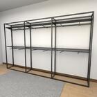 Arara Closet, Estilo Industrial, Guarda Roupas Aberto Com 39