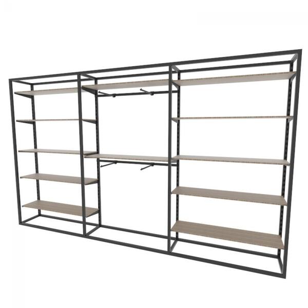 Arara Closet, Estilo Industrial, Guarda Roupas Aberto Com 45